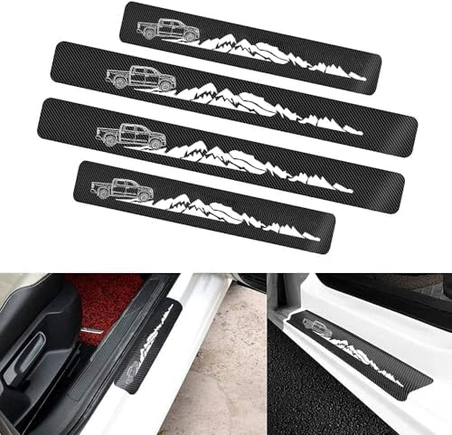 4 Pieces Car Door Sill Protector, Carbon Fiber Threshold Anti-Scratch Sticker - Image 2
