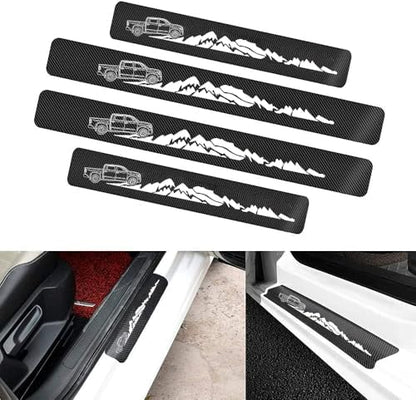 4 Pieces Car Door Sill Protector, Carbon Fiber Threshold Anti-Scratch Sticker - Image 2
