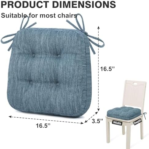 Shinnwa Dining Chair Cushions Set of 6, Dual-Layer Memory Foam Kitchen Chair - Image 6