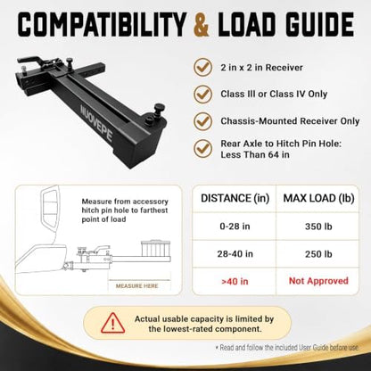 Swing Away Hitch Adapter PRO, 350 lb Capacity, Fits 2-Inch Receiver - Image 3