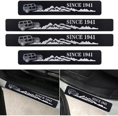 4 Pieces Car Door Sill Protector, Carbon Fiber Threshold Anti-Scratch Sticker - Image 3