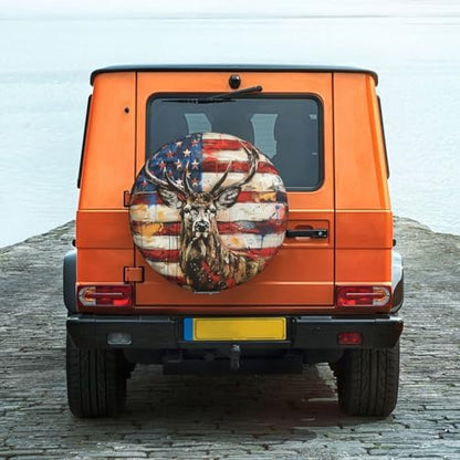 Deer with American Flag Spare Tire Cover Wheel Protectors Weatherproof Deer - Image 6