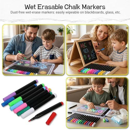 24 PCS Rose Liquid Chalk Markers Wet or Dry Erase Fine Tip Neon Pens - Image 4
