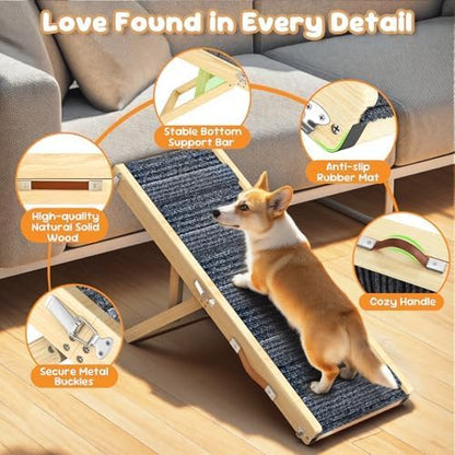 Pawaboo Dog Stair for Small Dogs, Foldable Pet Steps and Ramp 9.8"-20.5" H - Image 3