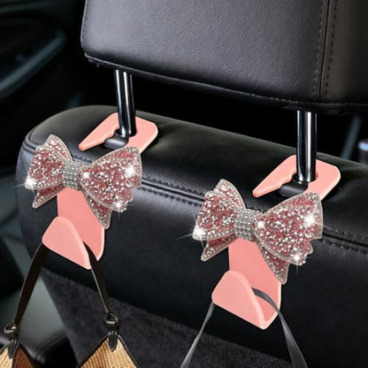 2PCS Car Seat Headrest Hooks, Car Bag Hooks, Cute Bow Knot Vehicle Seatback - Image 3