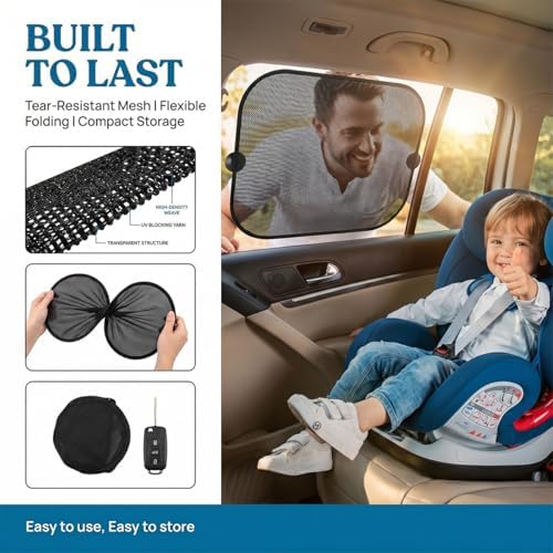 5PCS Car Window Sunshade with Suction Cup, Mesh Vehicle Side and Rear Window - Image 3