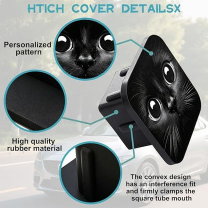 Hitch Cover Elegant Black Cat Eyes Square Towing Hitch Covers 2” Heavy Duty - Image 3