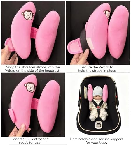 Baby Head Neck Support Pillow for Car Seat, U-Shape Travel Pillow - Image 4