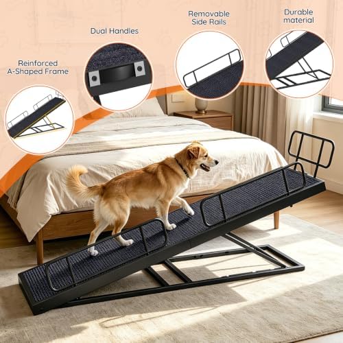 HOOBRO Adjustable Dog Ramp for Bed, Foldable Pet Ramp for Car, Heavy Duty 150 - Image 5