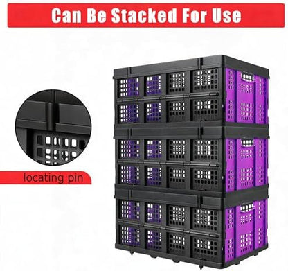 Collapsible Plastic Storage Crate, Stackable - Image 4