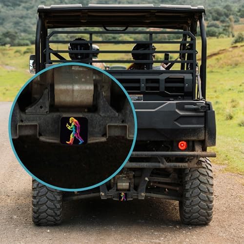 Trailer Hitch Cover Abstract Rainbow Sasquatch Square 2 Inch Receiver Tube Plug - Image 5
