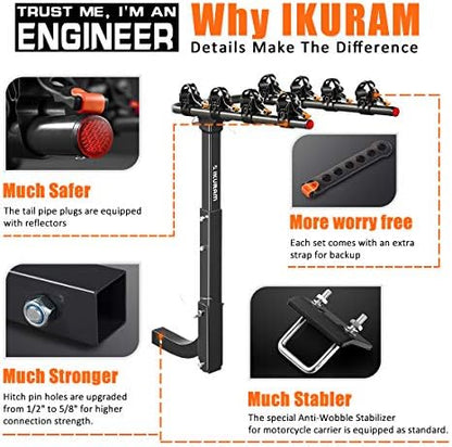 IKURAM R 4 Bike Hitch Mount Foldable Bicycle Carrier, Fits 2" Receiver - Image 6