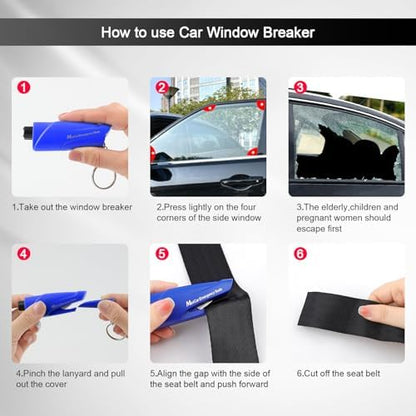 RAPUDA Window Breaker Seatbelt Cutter, 3-in-1 Mini Glass Breaker, 3 Pack Car - Image 6