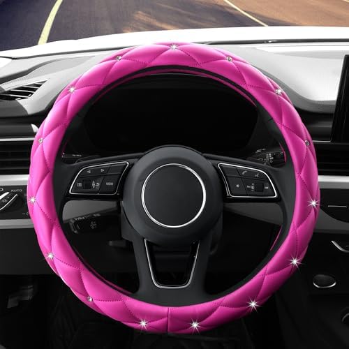 YOGURTCK Cute Diamond Soft Leather Anti-Slip Steering Wheel Cover - Image 3