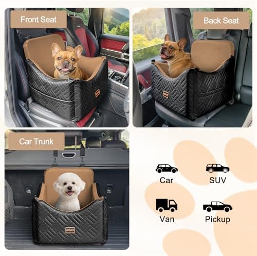 JOEJOY Dog Car Seats for Small Medium Dogs Under 35lbs, Waterproof PU Leather - Image 7