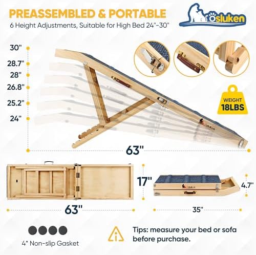 2026 Upgraded Dog Ramp for Bed, Dog Ramps for High Beds Car, High Traction - Image 6