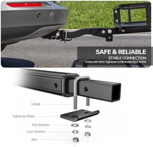 Forluck 60"x24"x14" Folding Hitch Mount Cargo Carrier, 500 lbs Capacity Heavy - Image 7