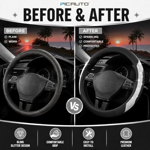 PIC AUTO Steering Wheel Cover, Universal Fit 14.5"-15.5" Car Steering Wheels - Image 6