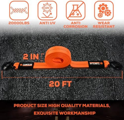 2"x20ft Tow Strap with Hooks 20, 000lb Heavy Duty Recovery Tow Strap - Image 5