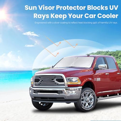 Sun Shade Windshield Sunshade for 2010 2011-2018 Dodge Ram 1500 2500 3500 - Image 5