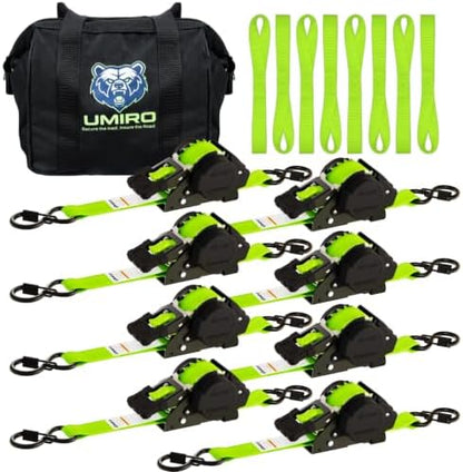 Retractable Ratchet Straps, 1 Inch x 12 Feet Heavy Duty Tie Downs, 1760lb Break by Umiro
