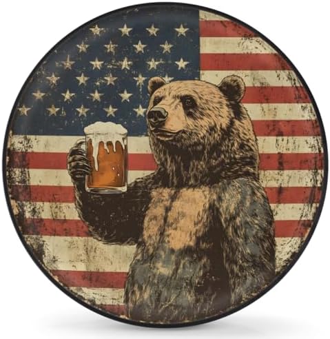 Spare Tire Cover Bear American Flag Wheel Covers Protectors Waterproof by cfpolar