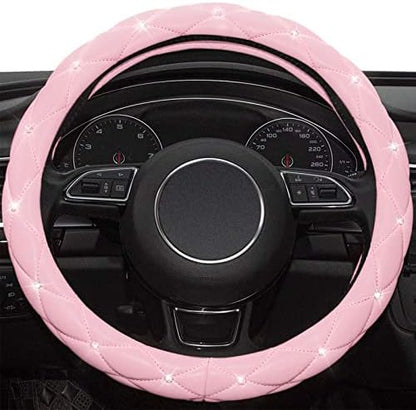 Pink Steering Wheel Cover, Diamond Leather Bling Steering Wheel Cover, - Image 2
