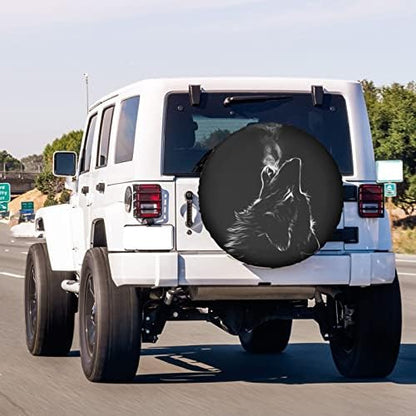 Black 3D Wolf Spare Tire Cover Dust-Proof Wheel Tire Cover Fit Trailer - Image 3