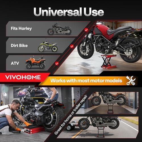 VIVOHOME 1100 LBS Motorcycle Lift Scissor Jack, Wide Deck Hoist Stand - Image 5