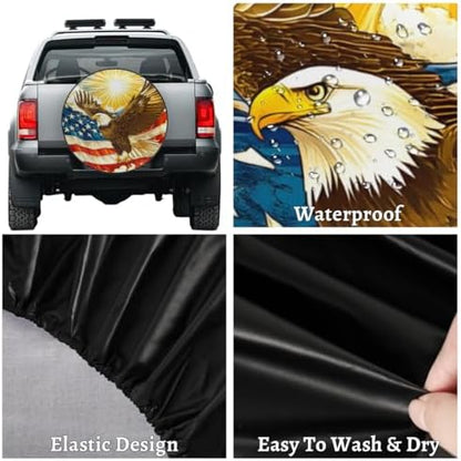 Rv Spare Tire Cover Wheel American Flag Eagle Sun Tire Covers Wheel Protectors - Image 4