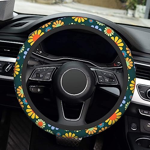 Hippie Flower Steering Wheel Cover, Anti-Slip 15 Inches Car Steering Wheel Cover - Image 5