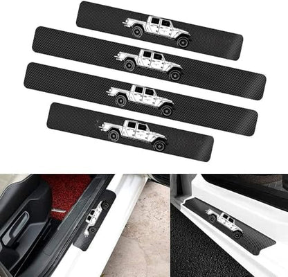 4 Pieces Car Door Sill Protector, Carbon Fiber Threshold Anti-Scratch Sticker - Image 2