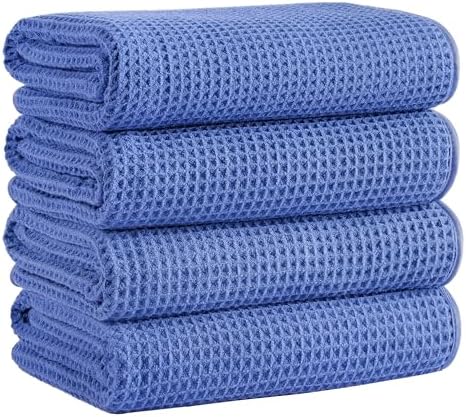 Microfiber Waffle Bath Towels, 4 Pieces, Fast Drying, Lint Free 430 GSM by Unknown