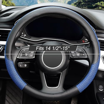 KAFEEK Steering Wheel Cover, Cooling Ice Silk Leather, 15 Inch - Image 2