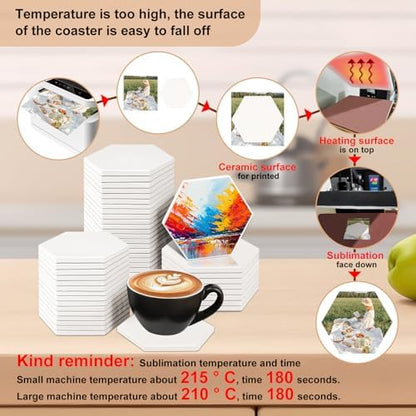50 Pack 4 inch Hexagon Sublimation Ceramic Tiles - Image 5