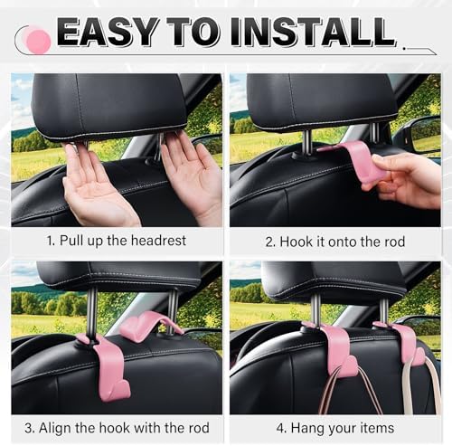 SINGARO 4 Pack Car Seat Headrest Hooks, Vehicle Back Seat Hanger Storage - Image 5
