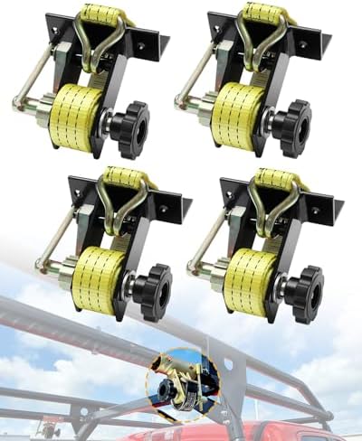 Ladder Rack Ratchet Straps, Truck Rack Straps, 1.4" Black Square Tube Mount by Gledewen