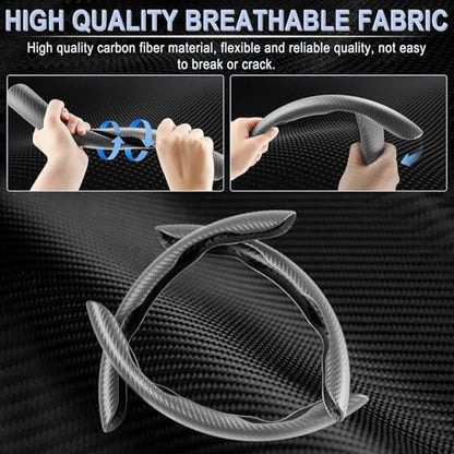 Amiss 3pcs Carbon Fiber Anti-Skid Steering Wheel Cover, Waterproof & Segmented - Image 2