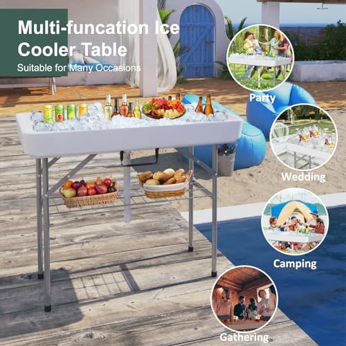 4 Foot Ice Cooler Table with Drain and Detachable Skirt - Image 7