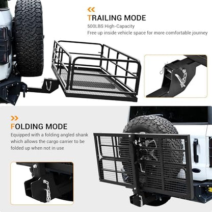 PioneerWorks Foldable Hitch Mount Cargo Carrier 750 Lbs Luggage Basket - Image 4
