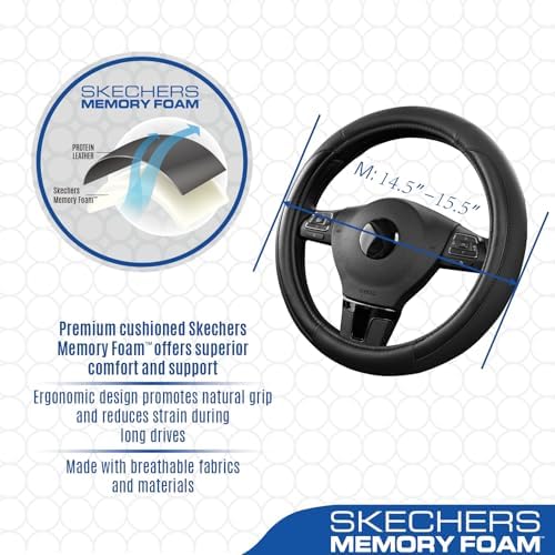Skechers Steering Wheel Cover Memory Foam, Luxury Leather Steering Wheel Covers - Image 4