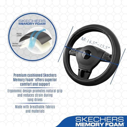 Skechers Steering Wheel Cover Memory Foam, Luxury Leather Steering Wheel Covers - Image 4