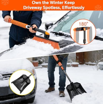 7 in 1 Snow Shovel & Snow Brush Kit, 47.2" Ice Scrapers & Snow Shovel Kit - Image 4