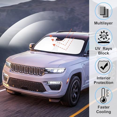 Windshield Sun Shade for 2022-2026 Jeep Grand Cherokee 4XE - Image 2