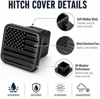 2" Hitch Cover American Flag Black Towing Hitch Covers Hitch Protector - Image 7