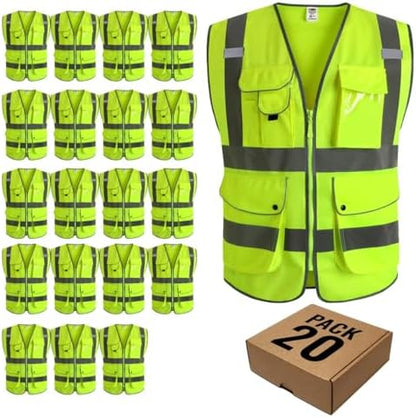JKSafety 20 Pack Safety Vest for Men Women Reflective JK156 Yellow M by JKSafety