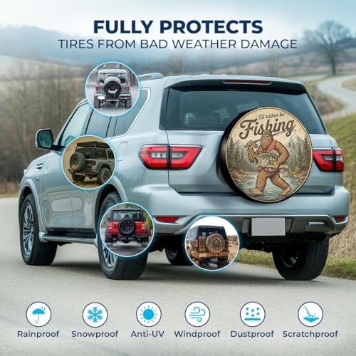 GENANY Forest Fishing Art Thick PVC Leather Spare Tire Cover Size 16 - Image 3