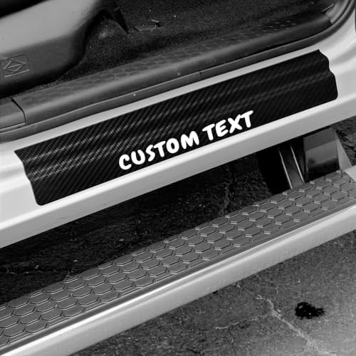 Custom Text Car Accessories 4 Pcs Carbon Fiber Door Sill Scuff Plate Auto Door by Hong+HT