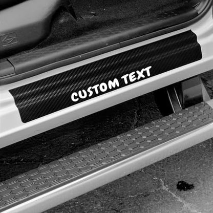 Custom Text Car Accessories 4 Pcs Carbon Fiber Door Sill Scuff Plate Auto Door by Hong+HT