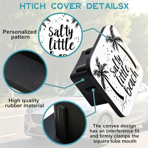 Salty Little Beach Hitch Receiver Cover 2" Tropical Palm Trees Trailer Hitch - Image 3